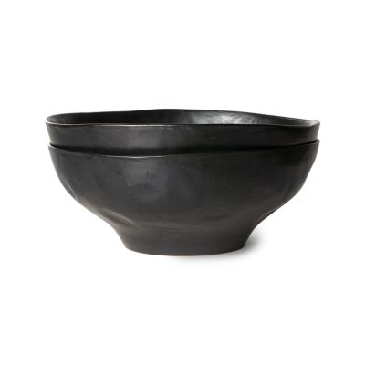 bold &amp; basic ceramics: large bowl black (set of 2)